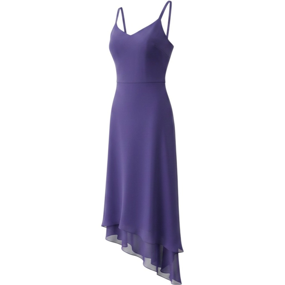 Evan-Picone Purple Asymmetrical High-Low Midi Dress Spaghetti Strap Violet 8